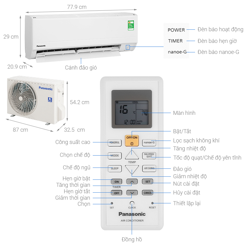 Máy lạnh Panasonic 1.5 HP CU/CS-N12WKH-8
