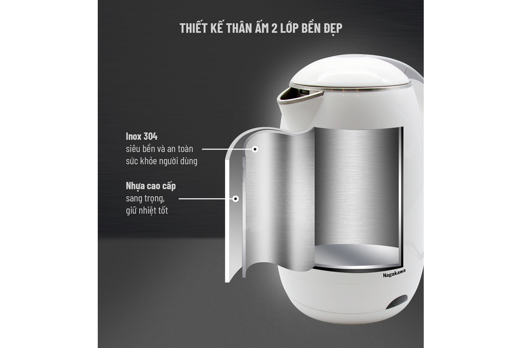 Bình đun siêu tốc 1.8L Nagakawa NAG0314
