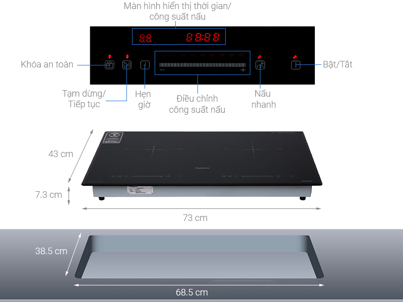 Bếp từ đôi lắp âm Nagakawa NAG1213M