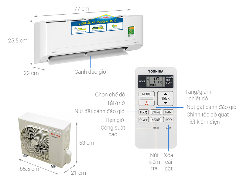 Máy lạnh Toshiba Inverter 1.5 Hp RAS-H13C4KCVG-V