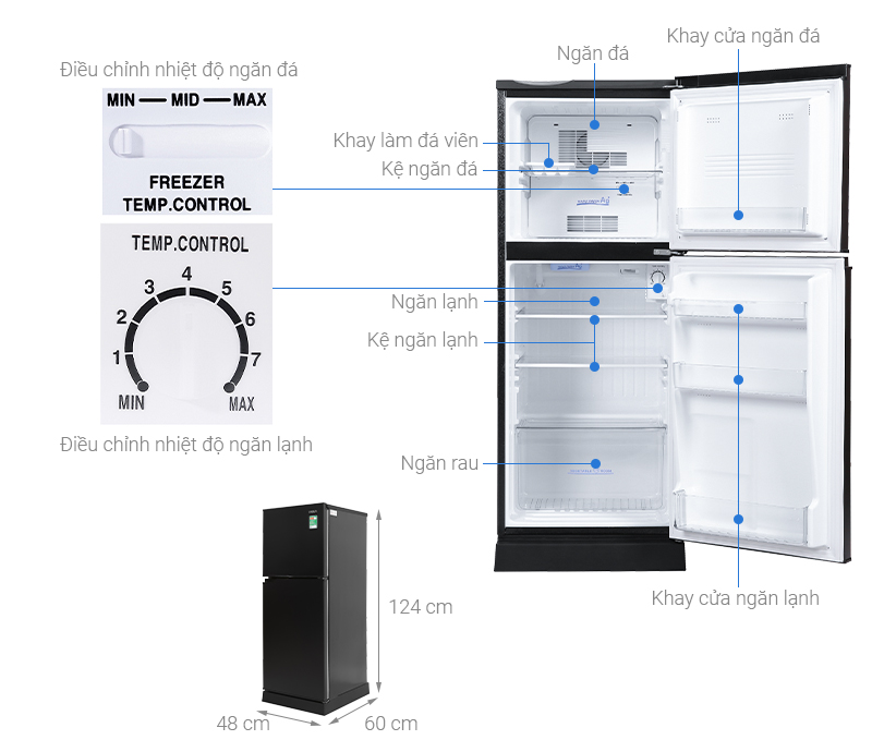 Tủ lạnh Aqua 130 lít AQR-T150FA(BS) 