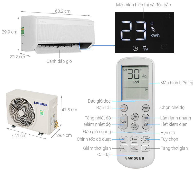 Máy lạnh Samsung Inverter 1 HP AR10CYHAAWKNSV