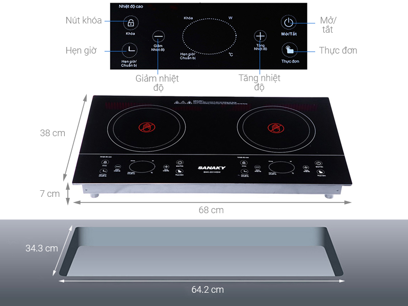 Bếp hồng ngoại đôi lắp âm Sanaky SNK-201HGW